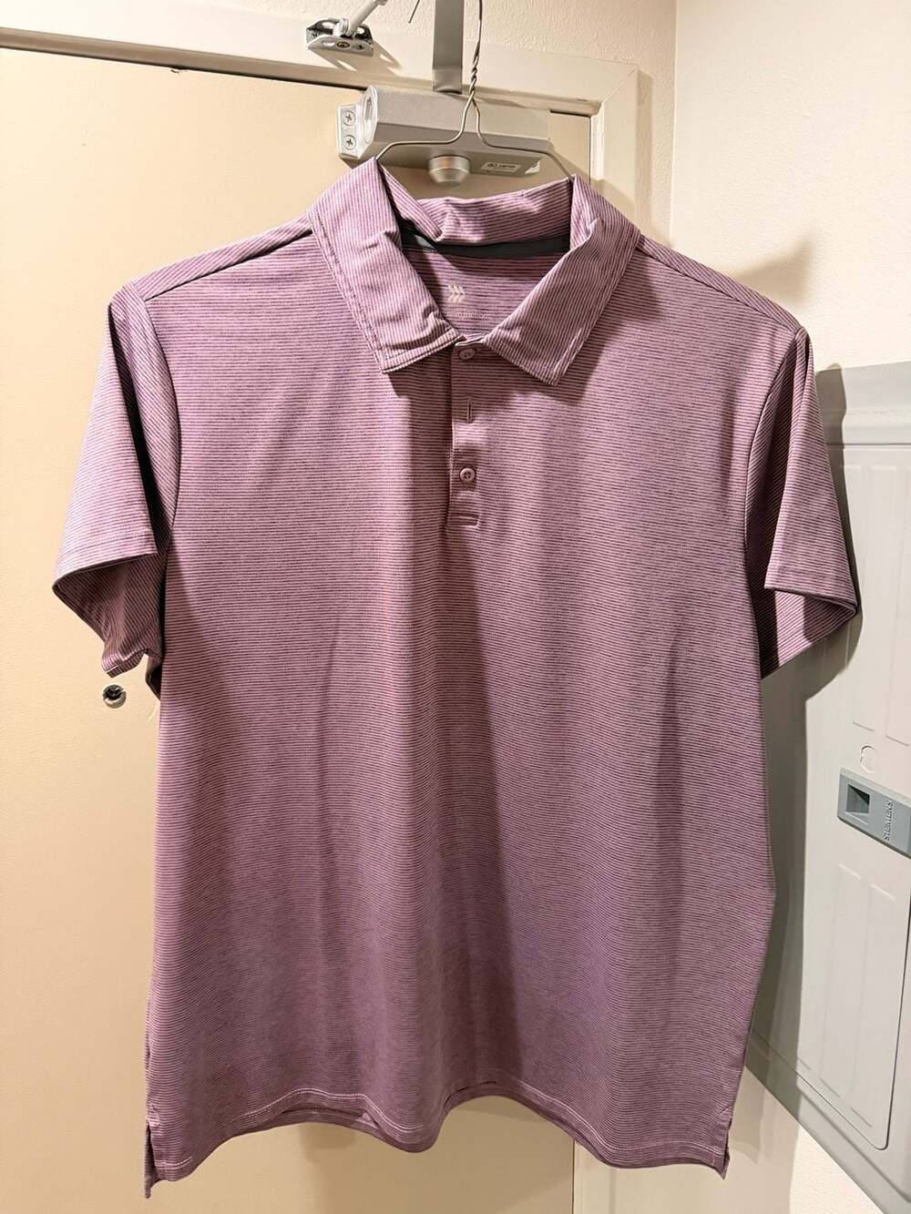 All in Motion Polo Shirt Size XL Purple Striped Performance